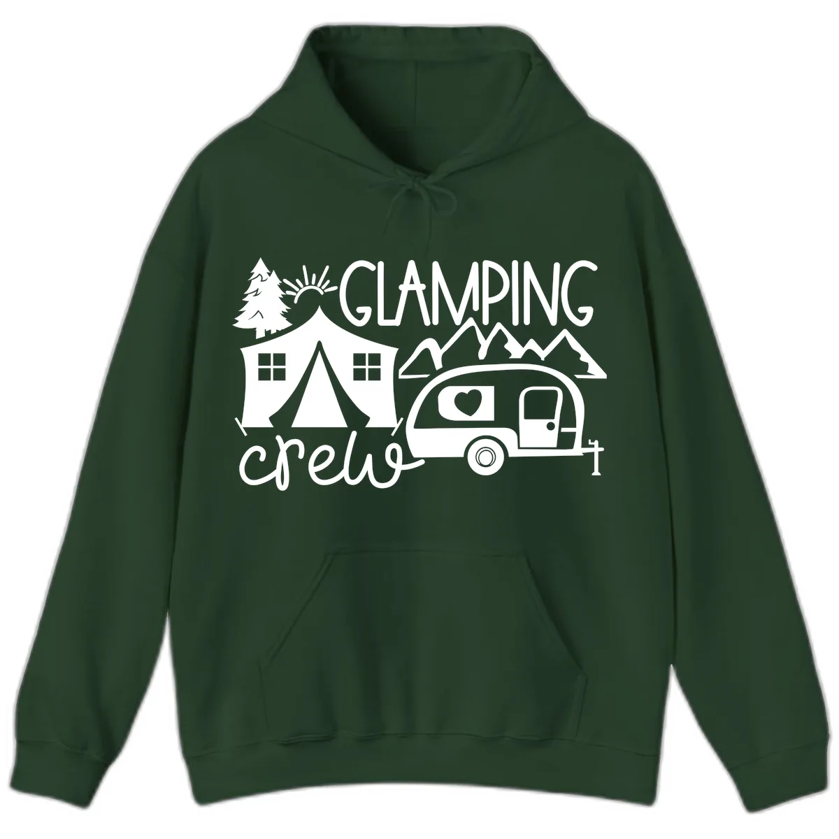 Glamping Crew Adventure Hoodie in Forest Green