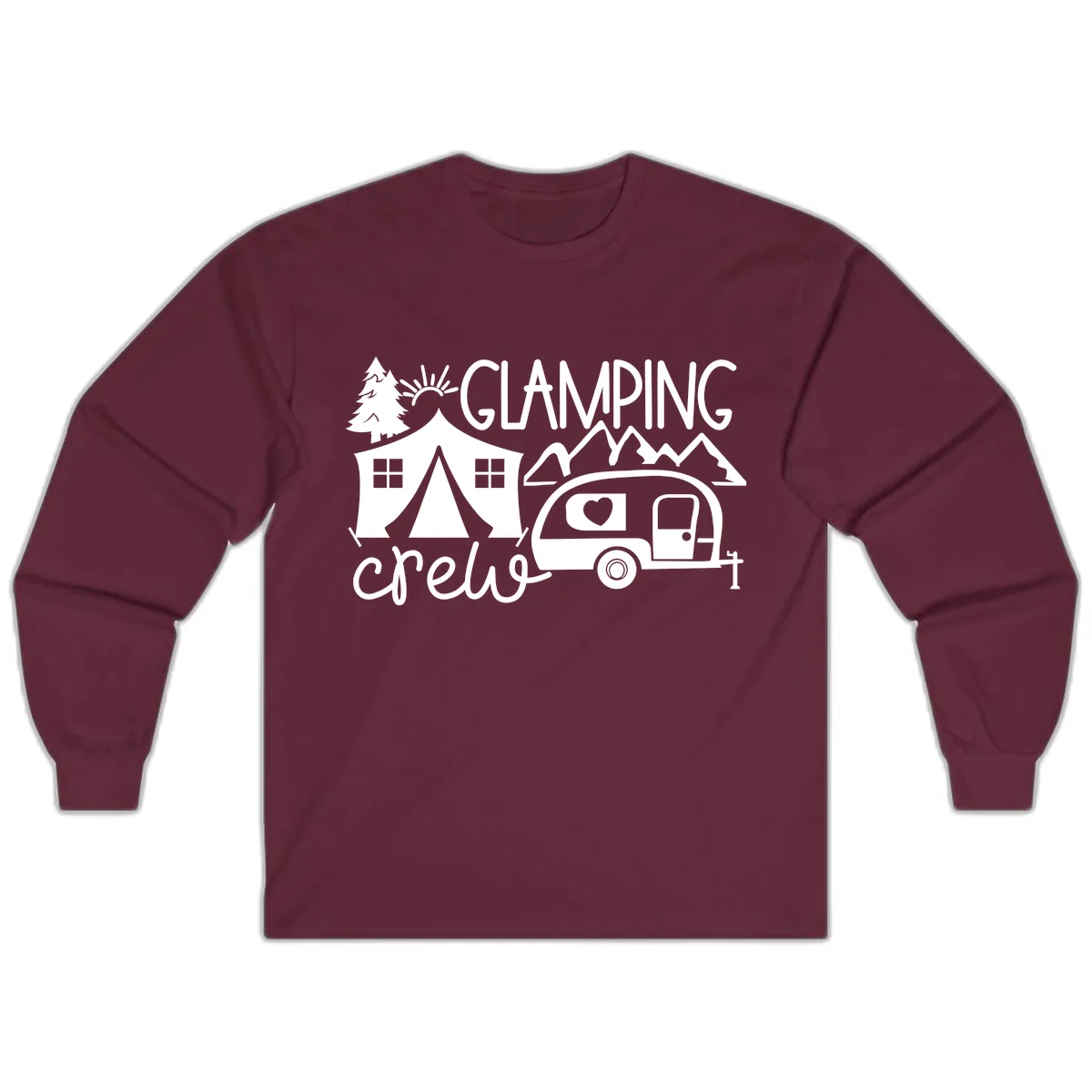 Glamping Crew Adventure Long Sleeve in Maroon