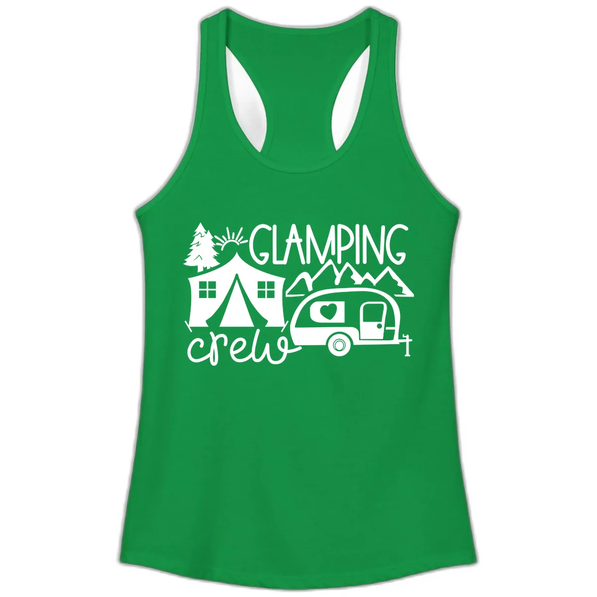 Glamping Crew Adventure Ladies Tank in Solid Kelly Green