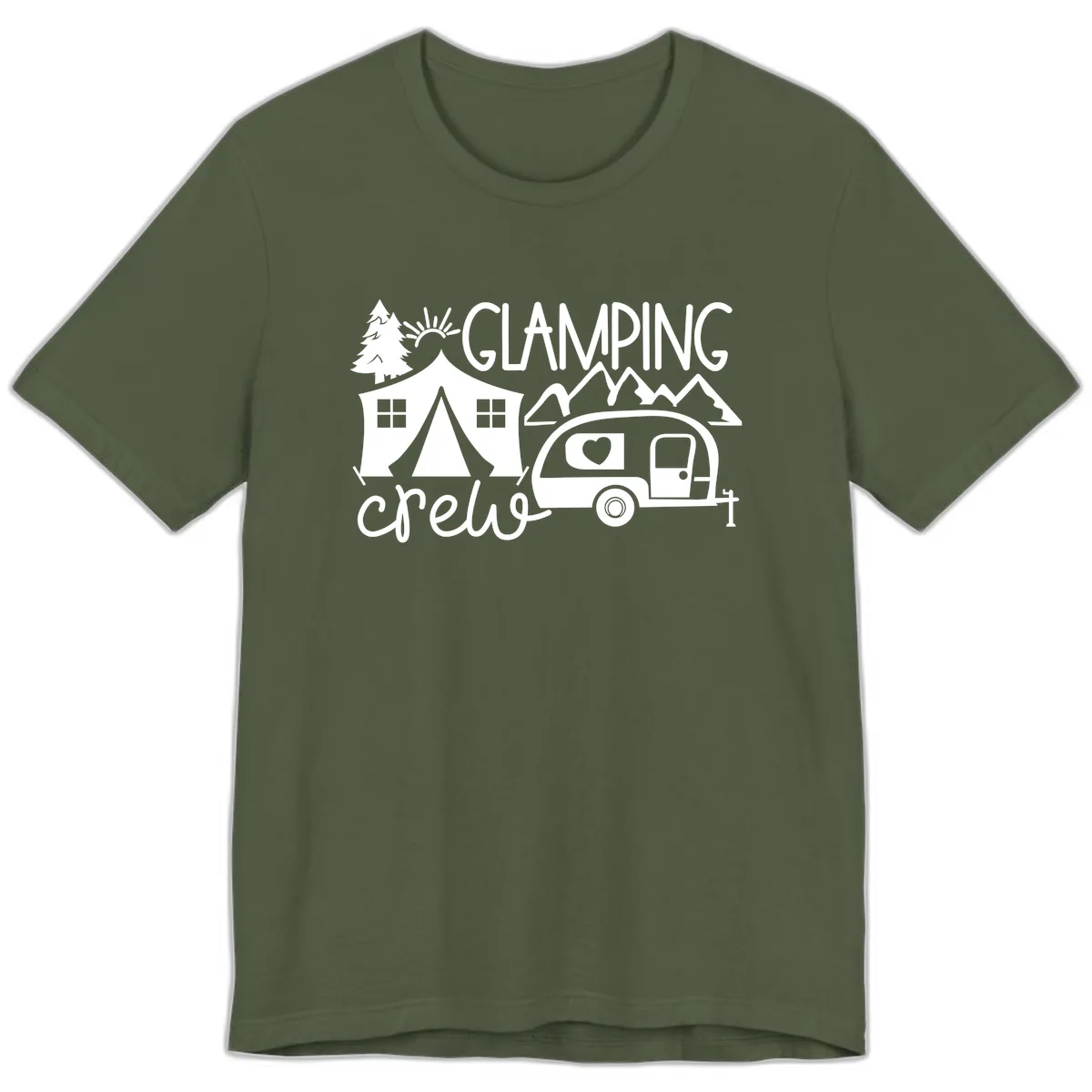 Glamping Crew Adventure Premium T-Shirt in Military Green