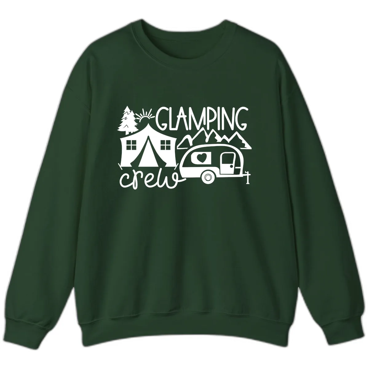 Glamping Crew Adventure Sweatshirt in Forest Green