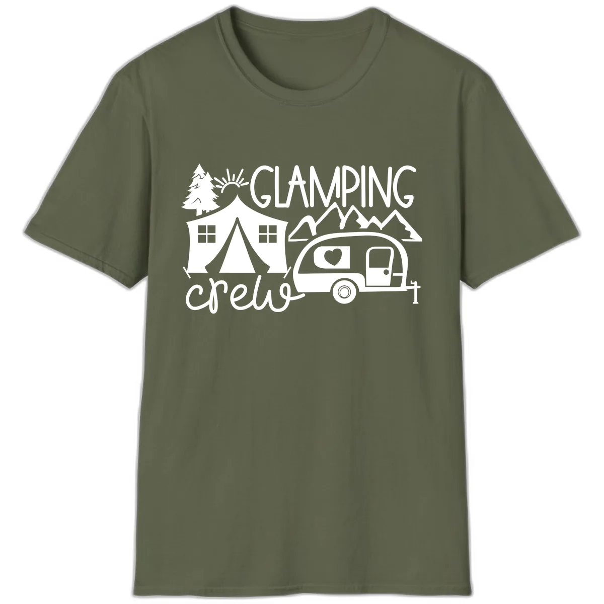 Glamping Crew Adventure T-Shirt in Military Green