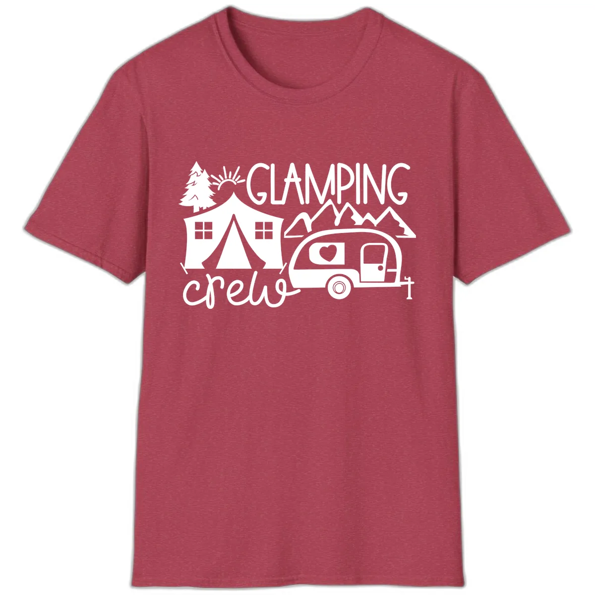 Glamping Crew Adventure T-Shirt in Heather Cardinal