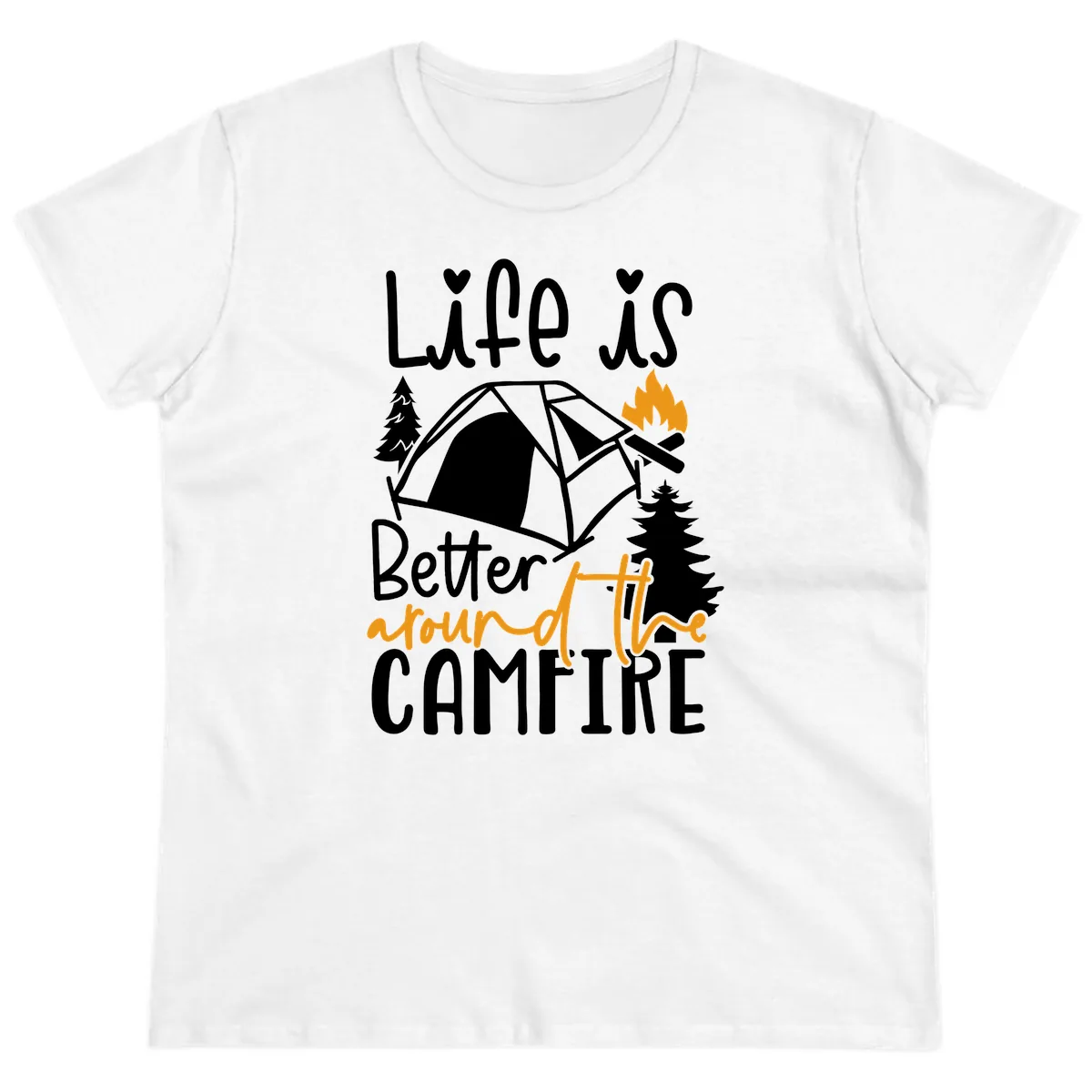 Life Is Better Around The Campfire Ladies Tee in White