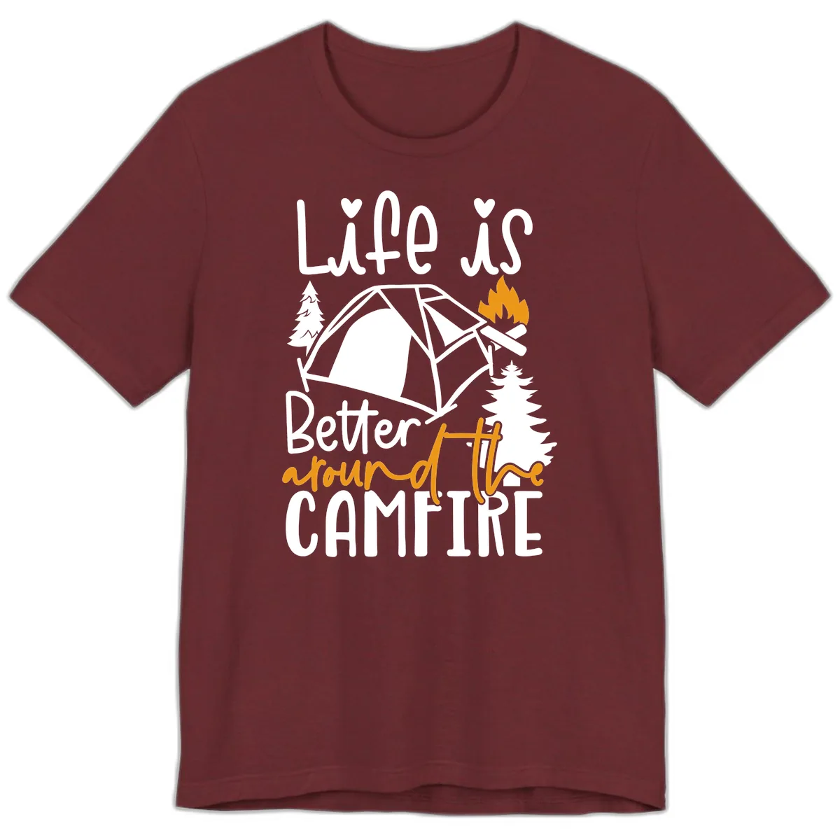 Life Is Better Around The Campfire Premium T-Shirt in Heather Cardinal