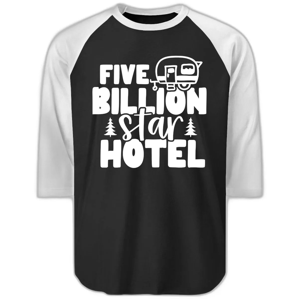 Five Billion Star Hotel Raglan 3/4 in Black White
