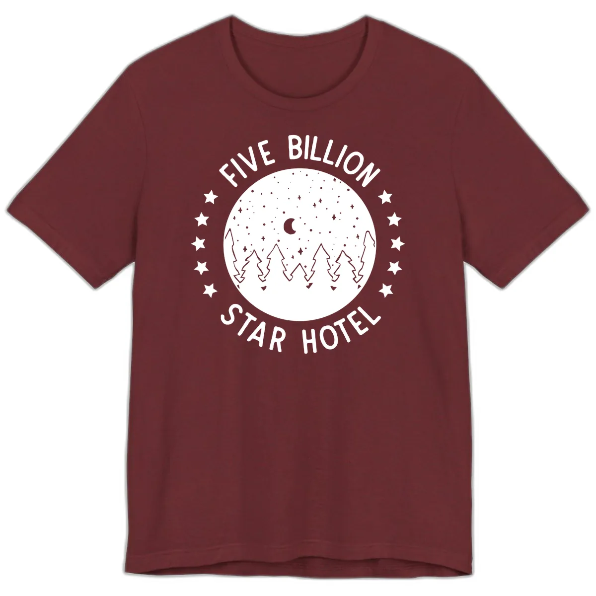 Five Billion Star Hotel Premium T-Shirt in Heather Cardinal