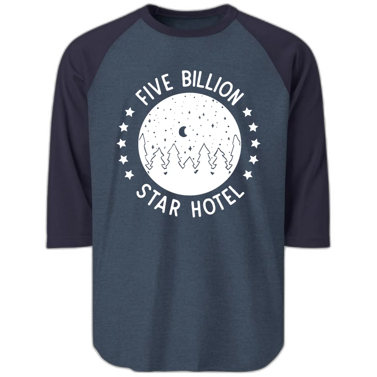 Five Billion Star Hotel Raglan 3/4 in Heather Denim Navy
