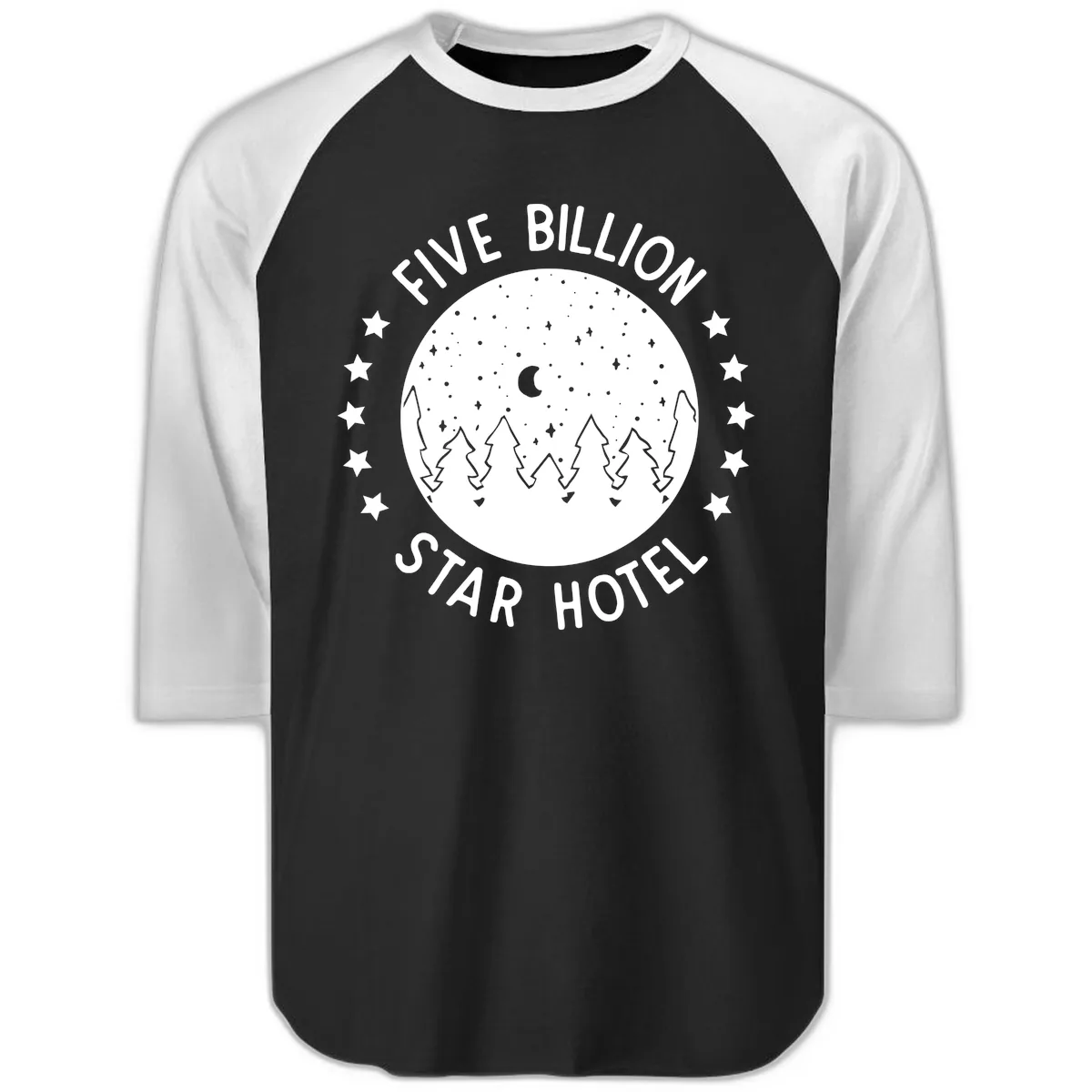 Five Billion Star Hotel Raglan 3/4 in Black White