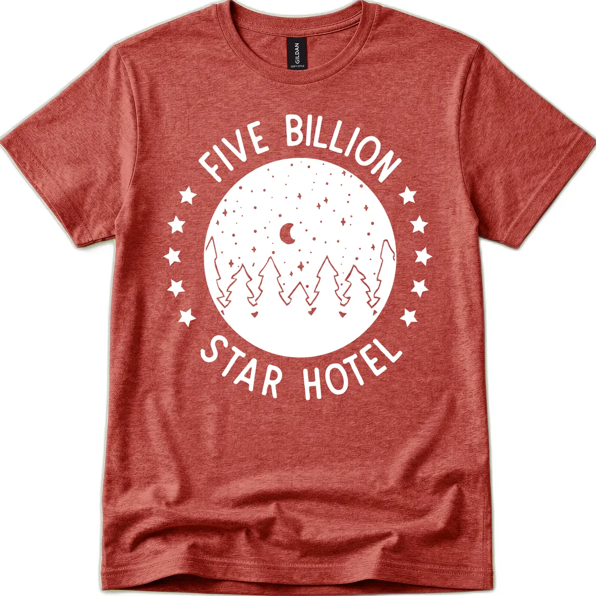 Five Billion Star Hotel T-Shirt in Heather Cardinal