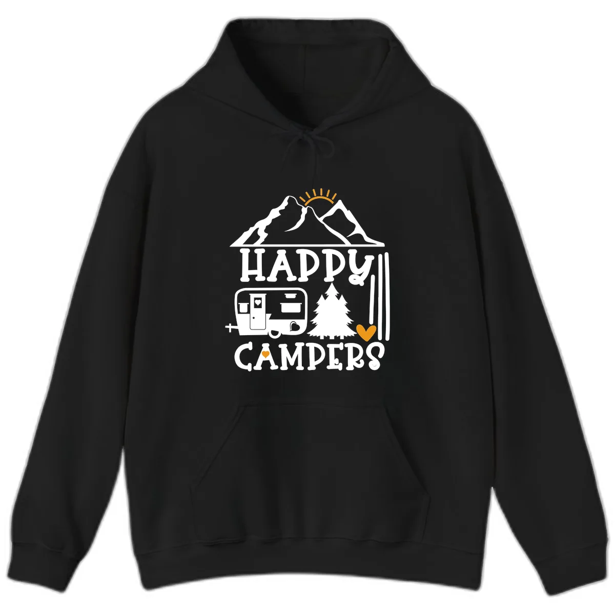 Happy Campers Mountain Retreat Hoodie in Black