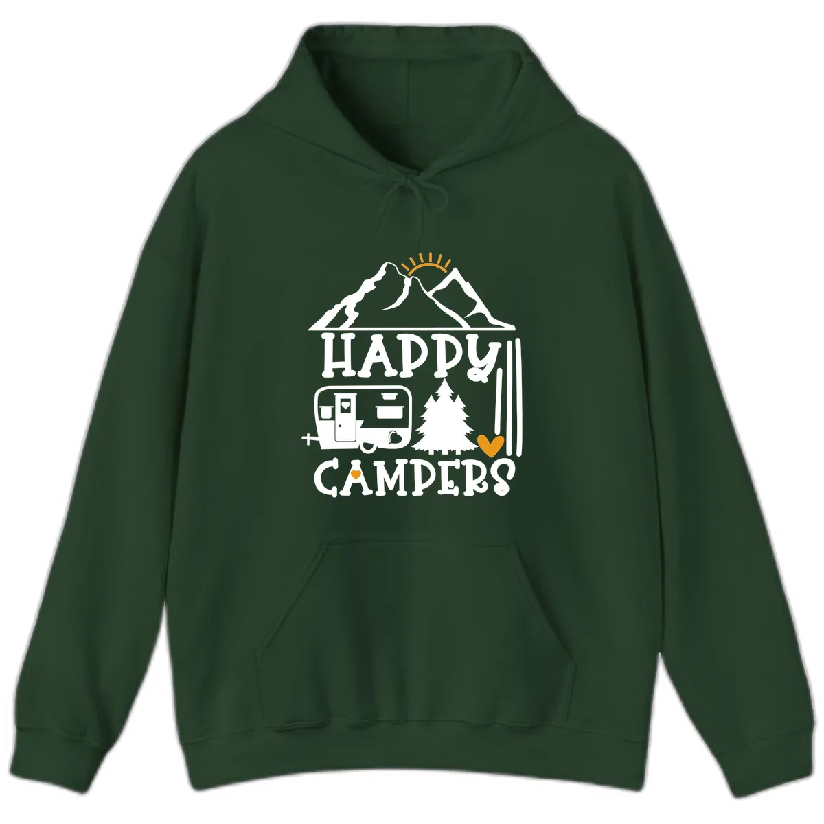 Happy Campers Mountain Retreat Hoodie in Forest Green