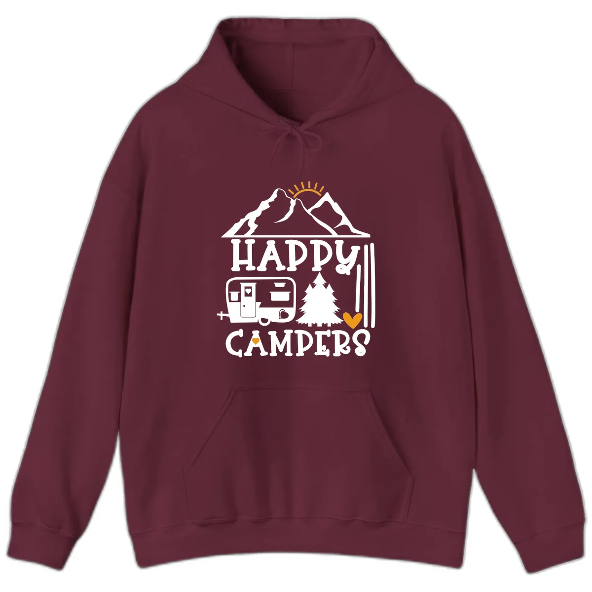 Happy Campers Mountain Retreat Hoodie in Maroon