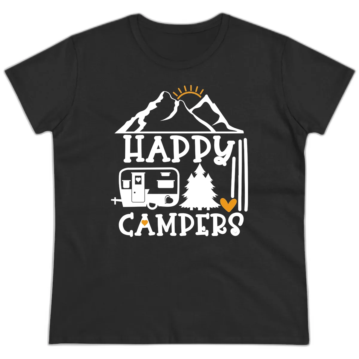 Happy Campers Mountain Retreat Ladies Tee in Black