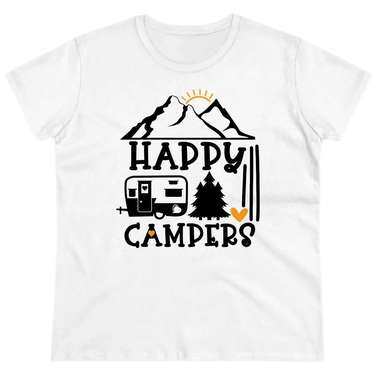 Happy Campers Mountain Retreat Ladies Tee in White