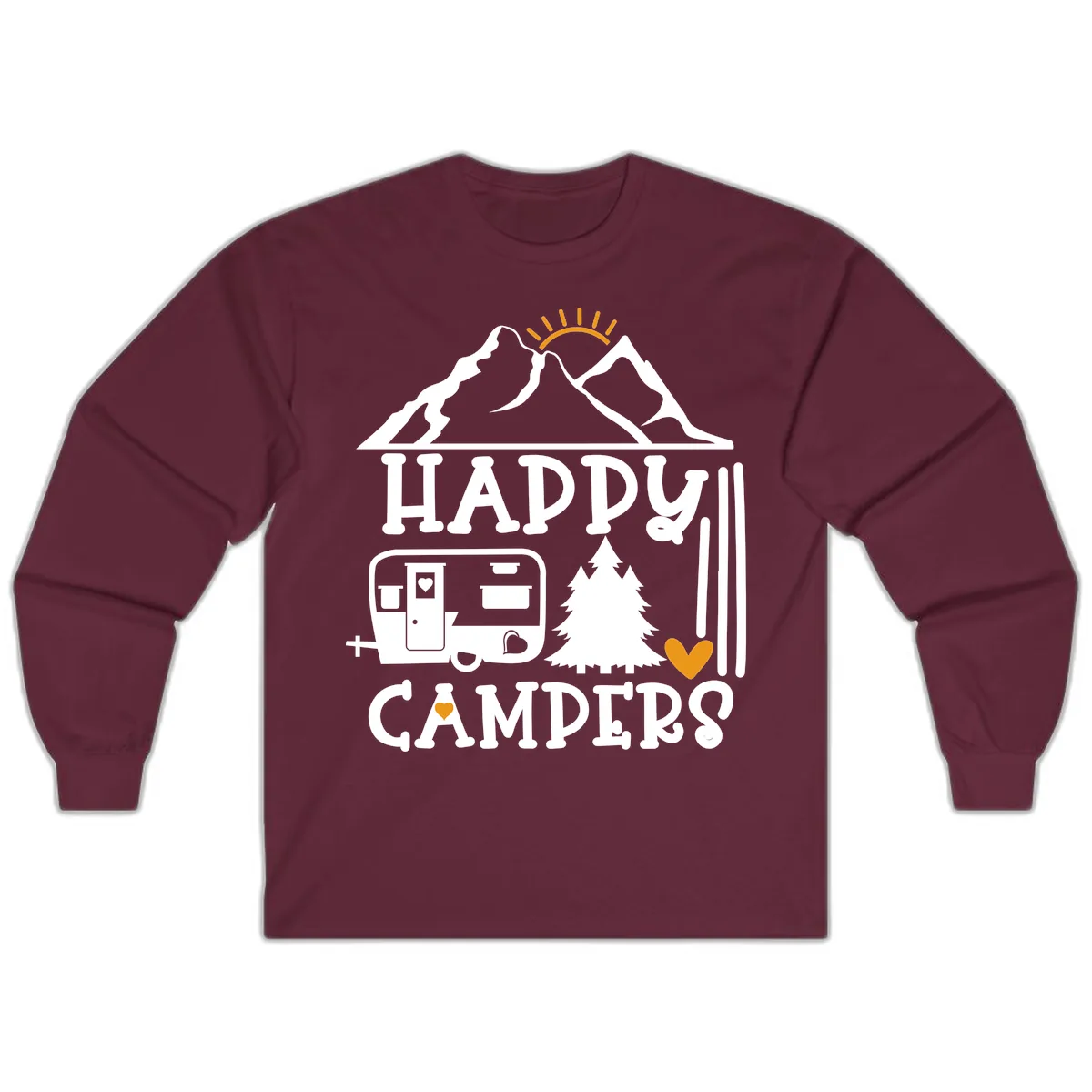 Happy Campers Mountain Retreat Long Sleeve in Maroon