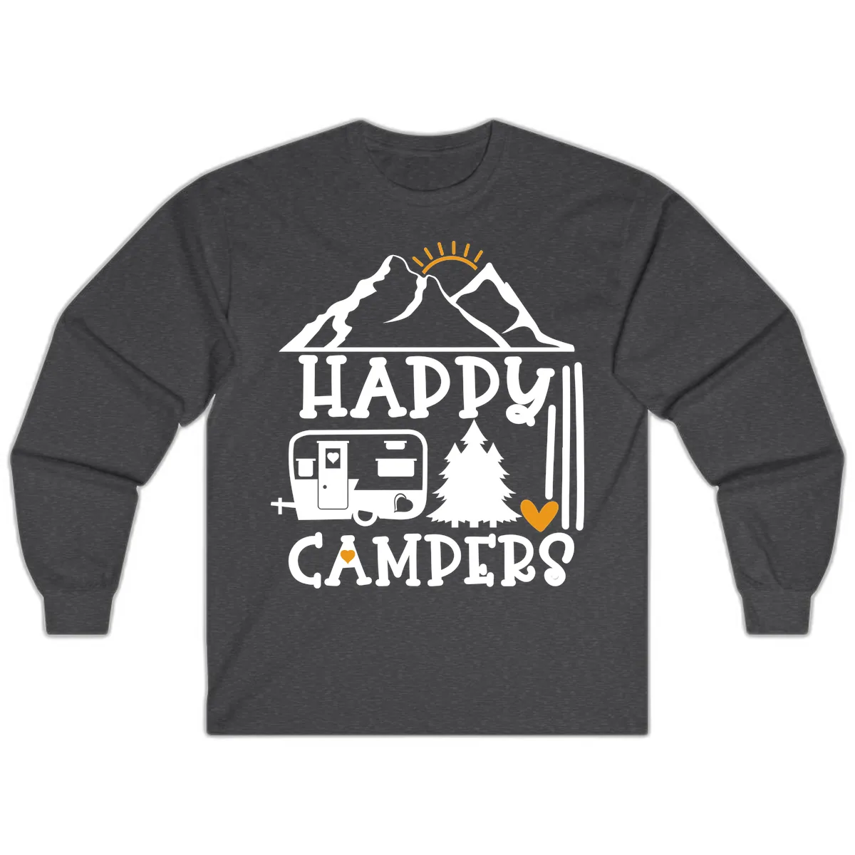 Happy Campers Mountain Retreat Long Sleeve in Dark Heather