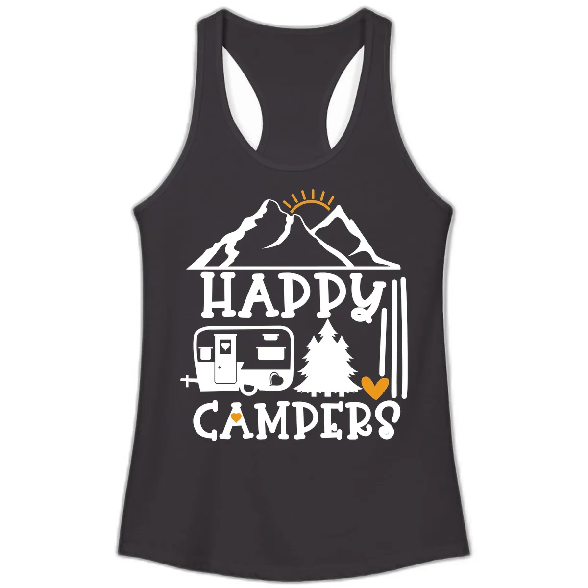 Happy Campers Mountain Retreat Ladies Tank in Black