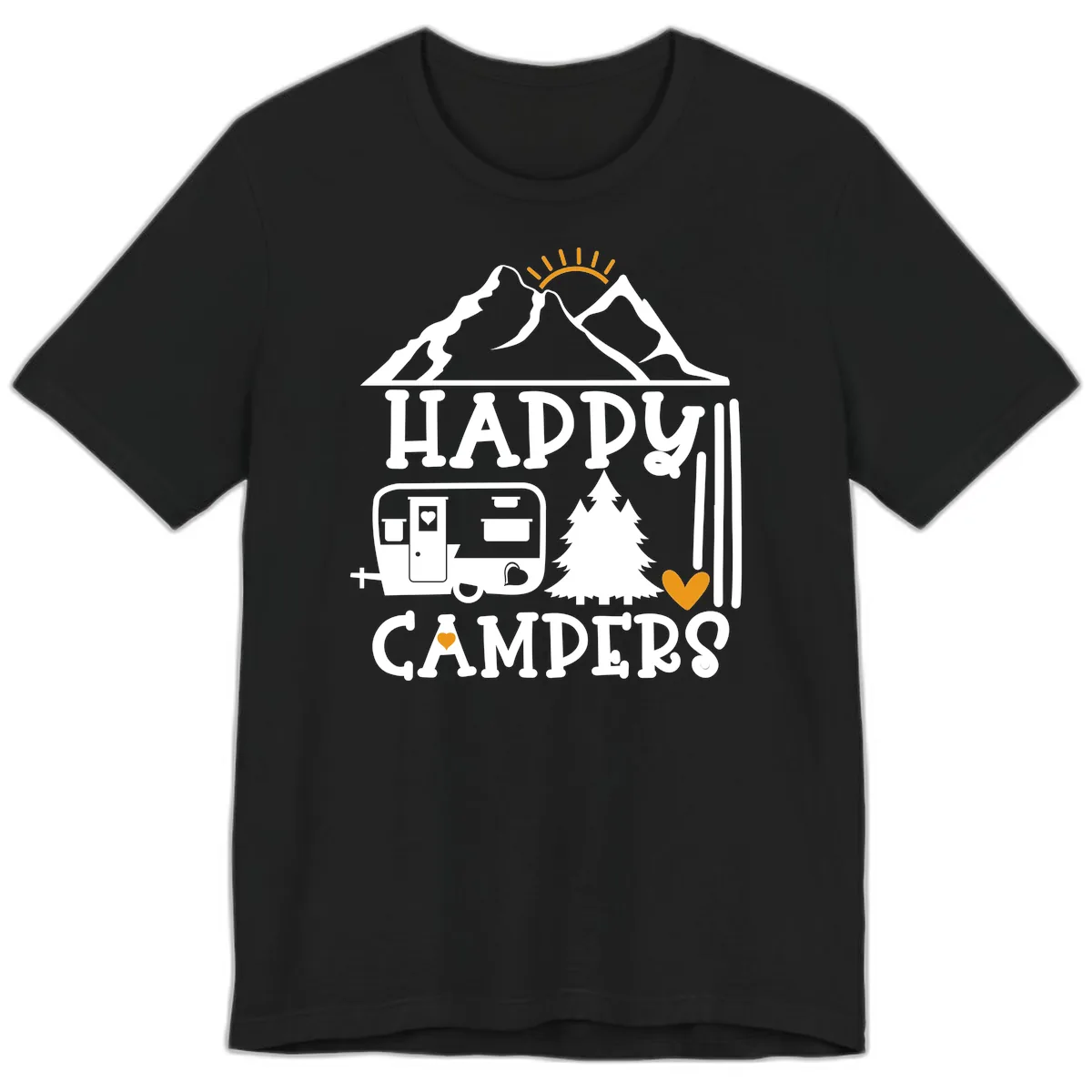 Happy Campers Mountain Retreat Premium T-Shirt in Black