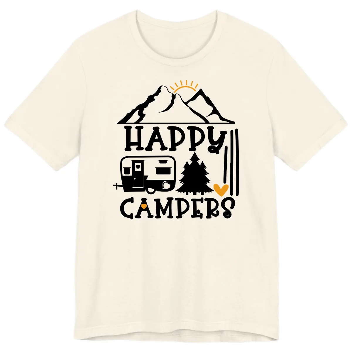 Happy Campers Mountain Retreat Premium T-Shirt in Natural