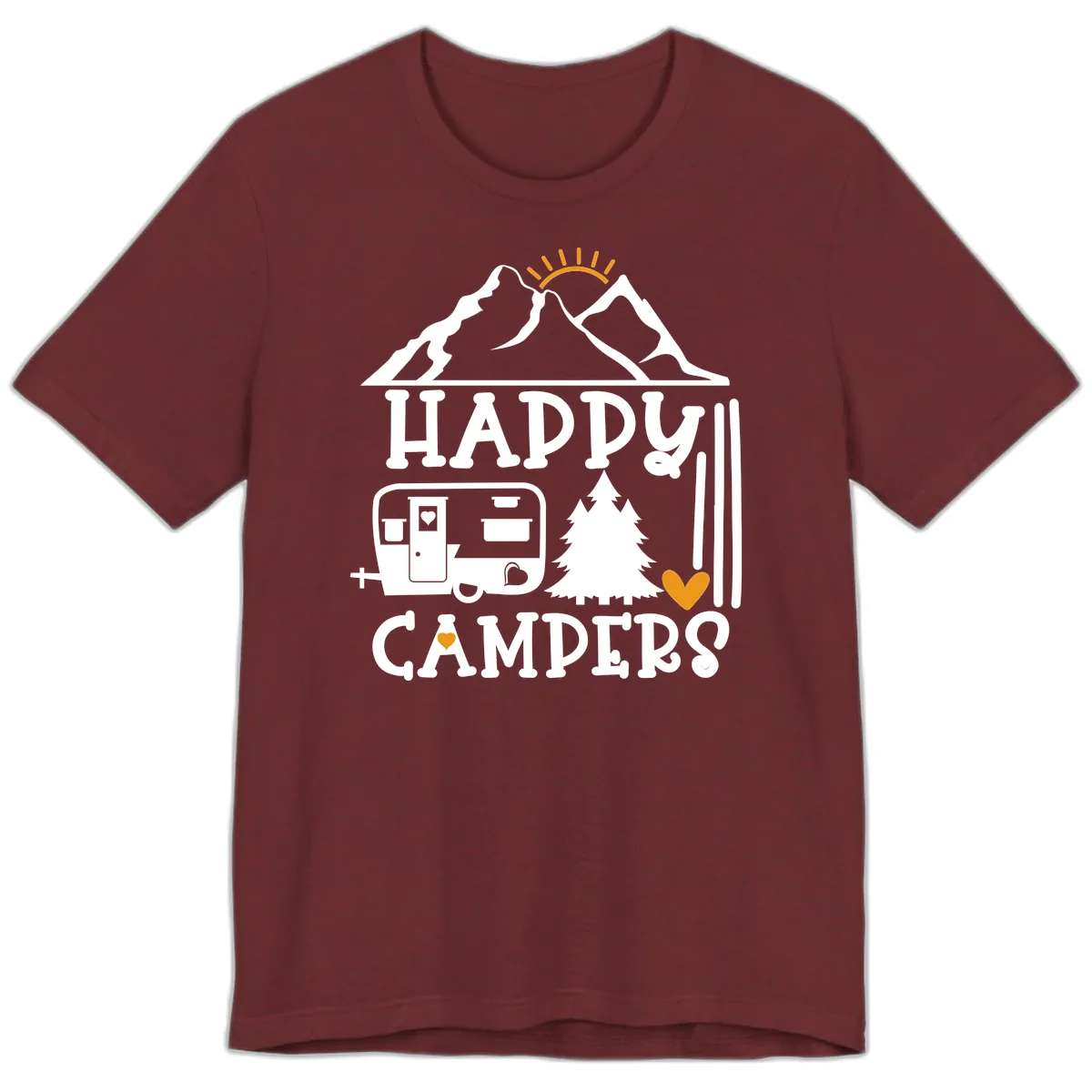 Happy Campers Mountain Retreat Premium T-Shirt in Heather Cardinal