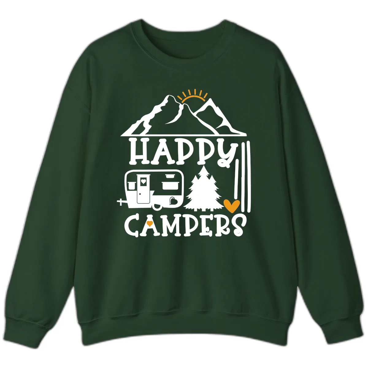Happy Campers Mountain Retreat Sweatshirt in Forest Green