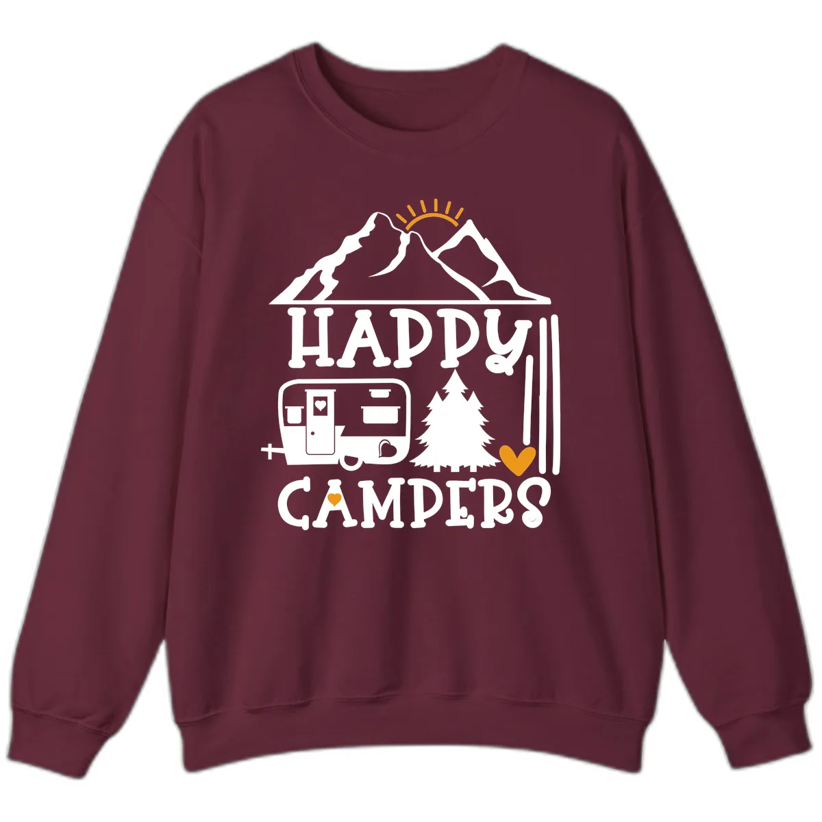 Happy Campers Mountain Retreat Sweatshirt in Maroon