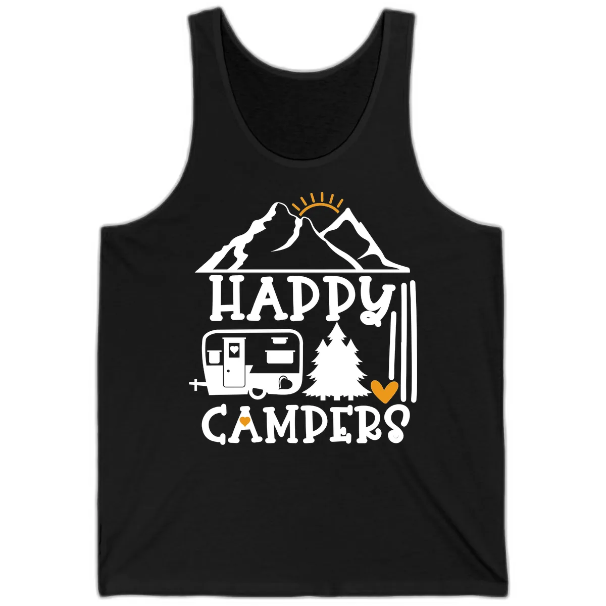 Happy Campers Mountain Retreat Tank in Black