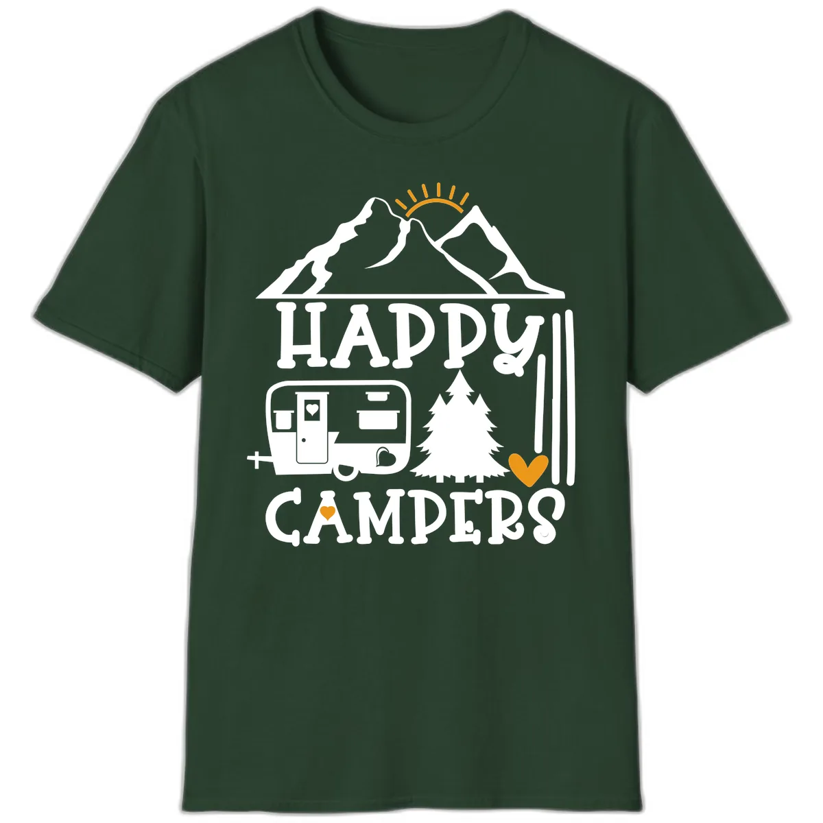 Happy Campers Mountain Retreat T-Shirt in Forest Green