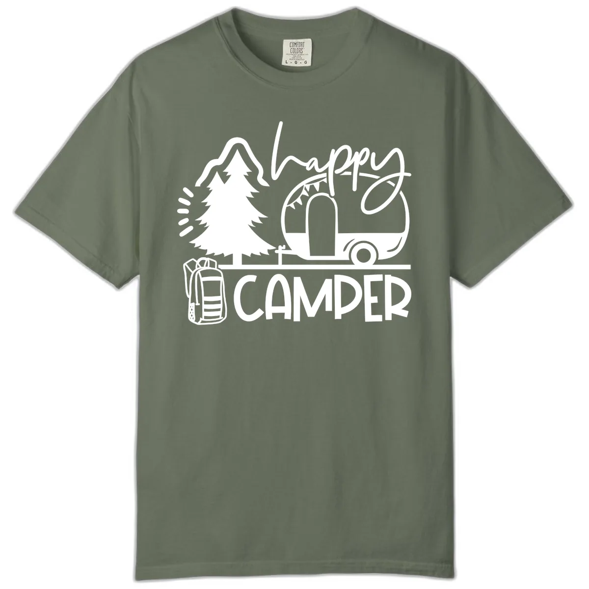 Happy Camper Adventure Comfort Color in Moss