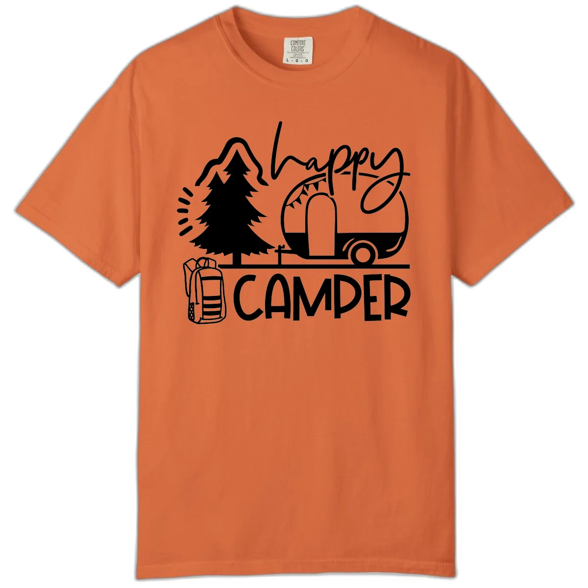 Happy Camper Adventure Comfort Color in Burnt Orange