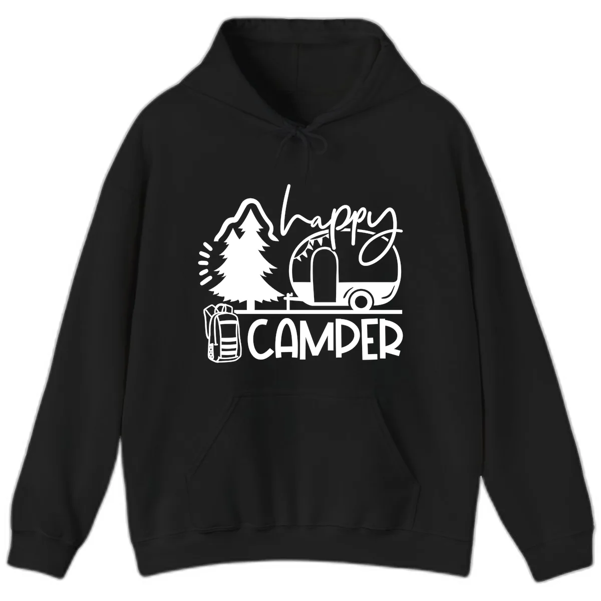 Happy Camper Adventure Hoodie in Black