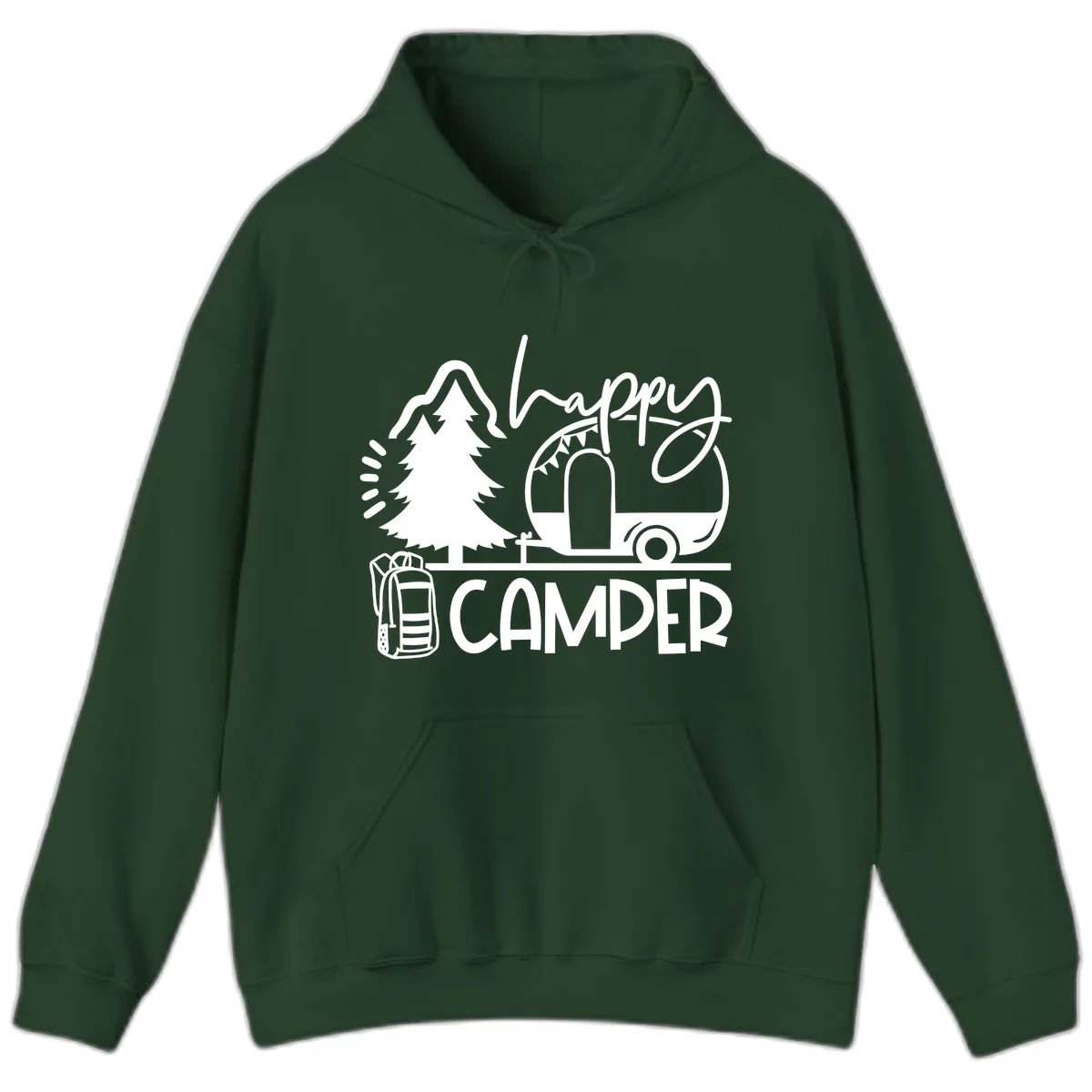 Happy Camper Adventure Hoodie in Forest Green