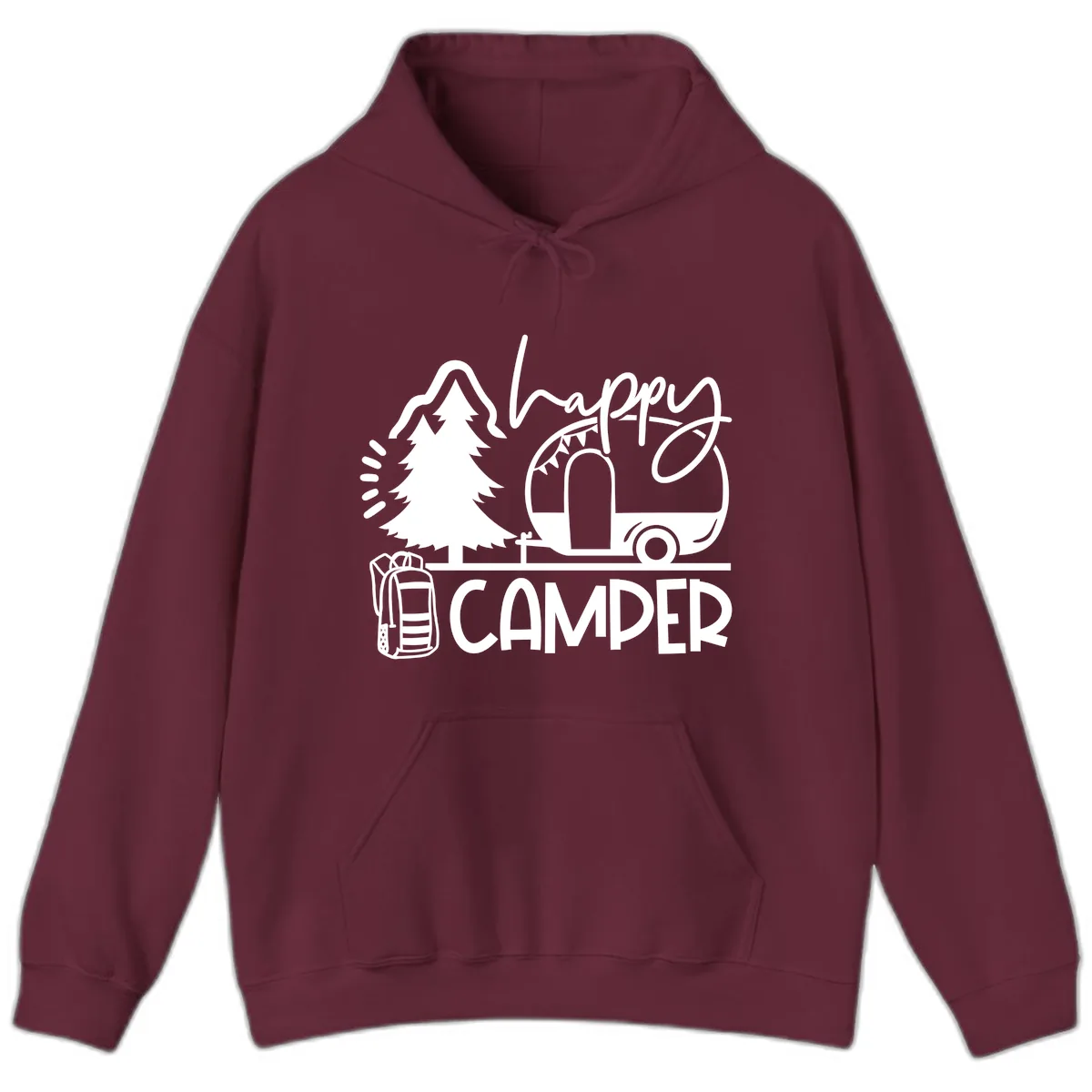 Happy Camper Adventure Hoodie in Maroon