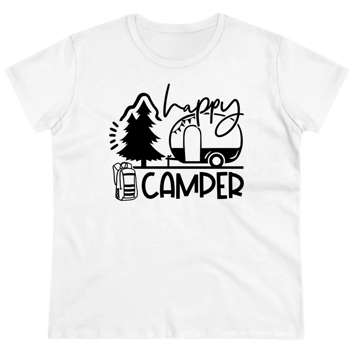 Happy Camper Adventure Ladies Tee in White