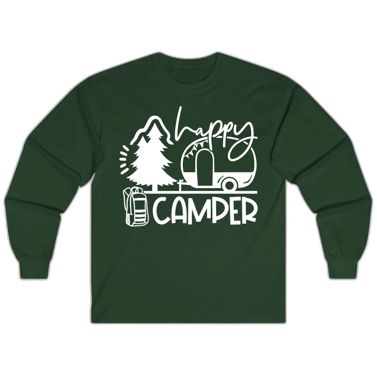 Happy Camper Adventure Long Sleeve in Forest Green