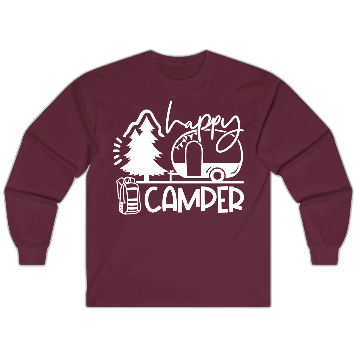 Happy Camper Adventure Long Sleeve in Maroon