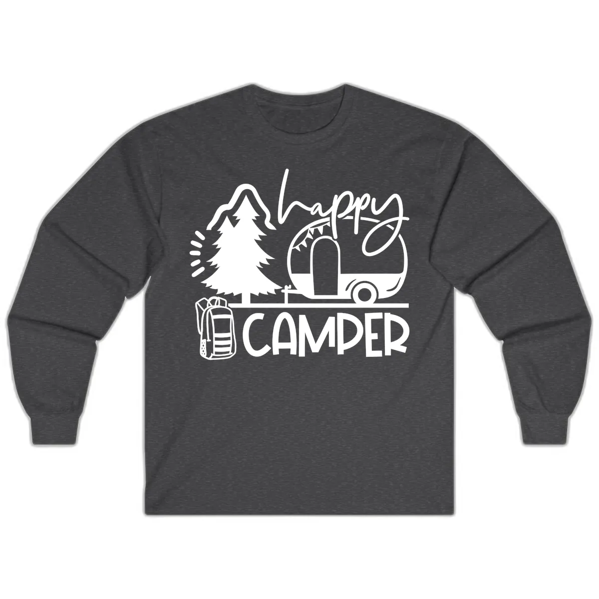 Happy Camper Adventure Long Sleeve in Dark Heather