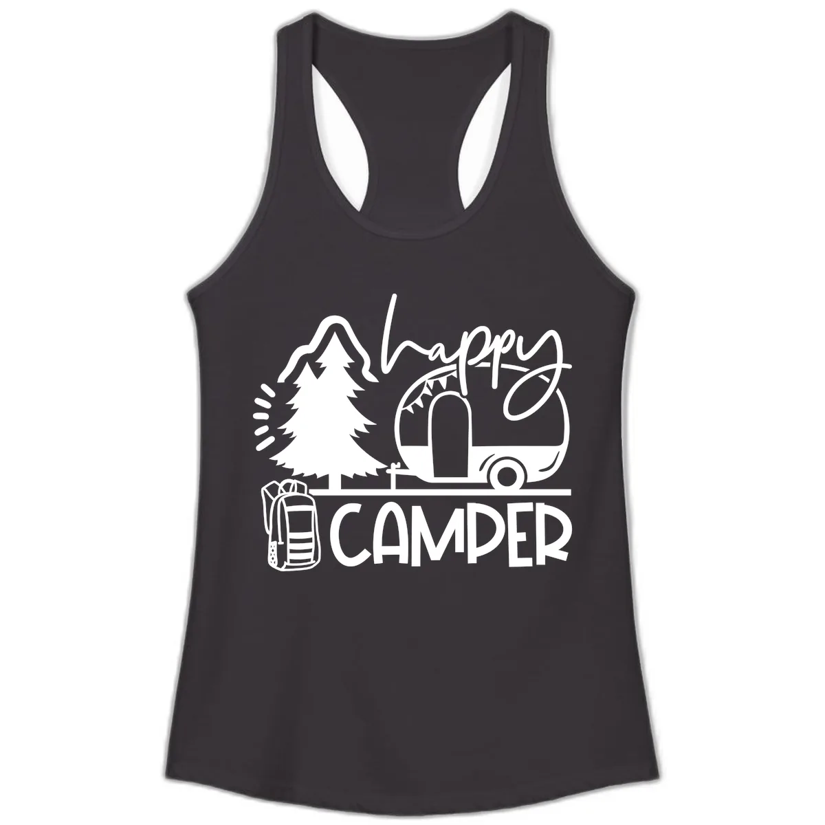 Happy Camper Adventure Ladies Tank in Black