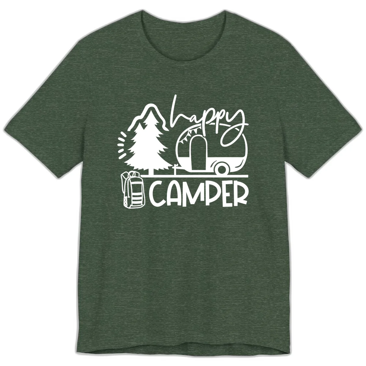 Happy Camper Adventure Premium T-Shirt in Heather Forest