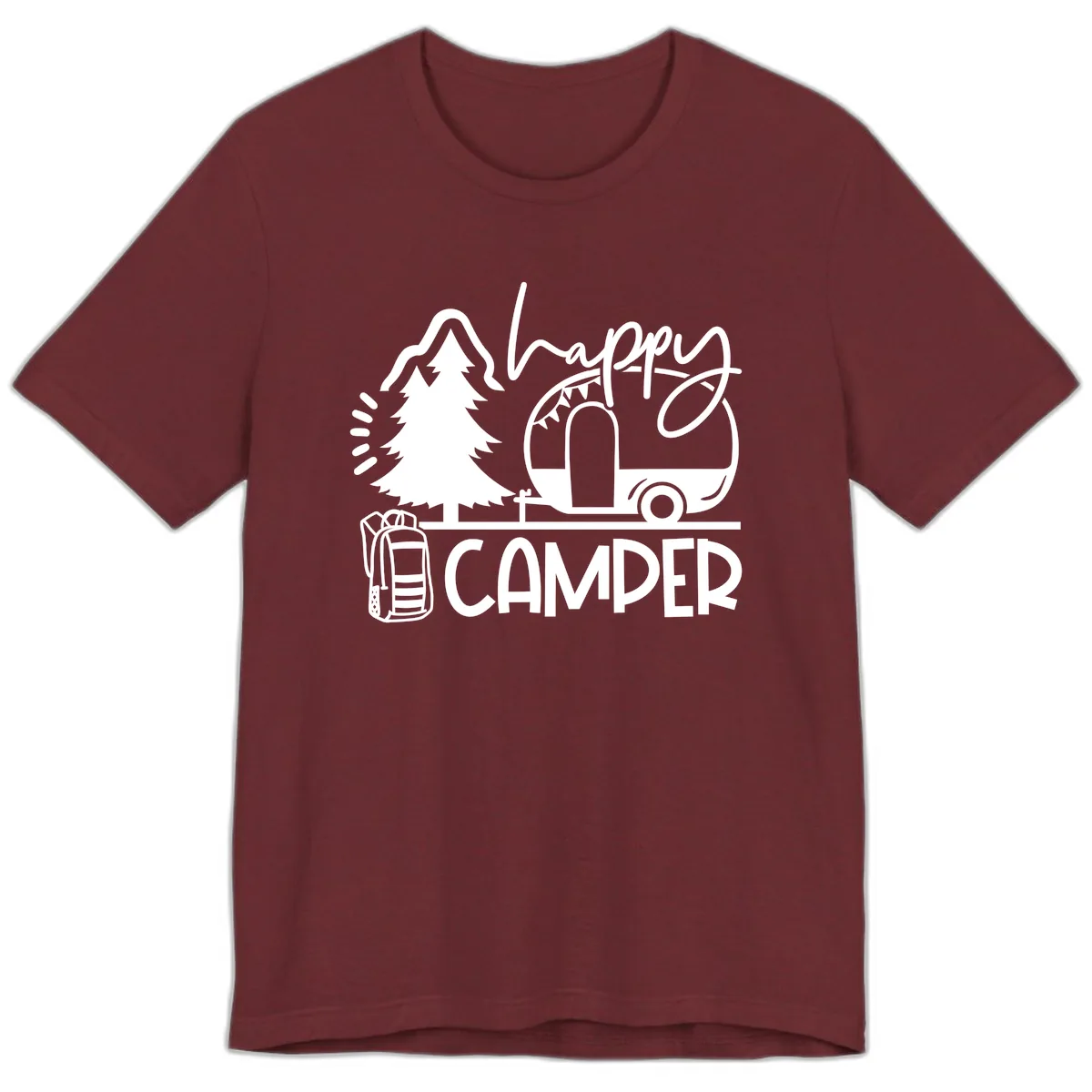 Happy Camper Adventure Premium T-Shirt in Heather Cardinal