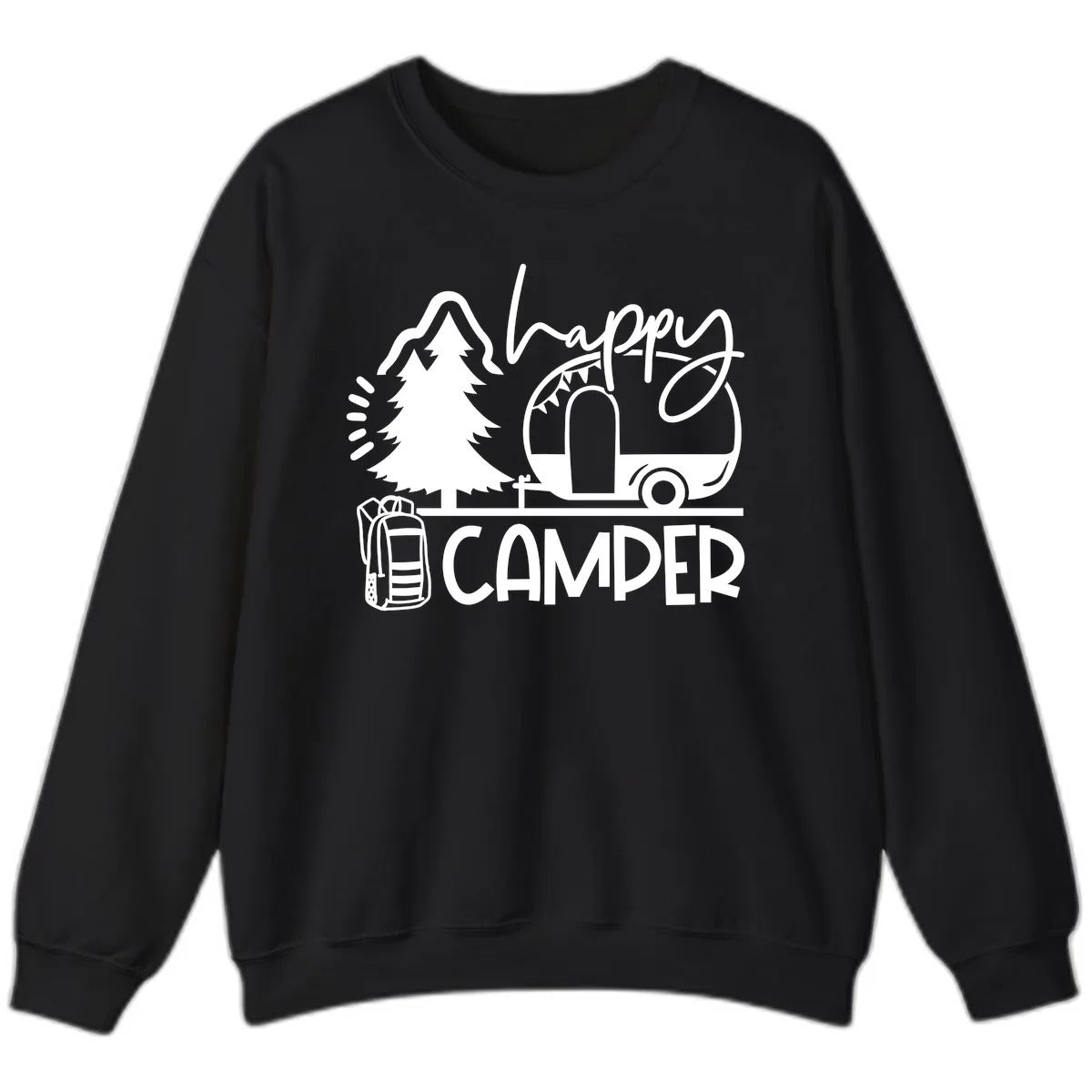 Happy Camper Adventure Sweatshirt in Black