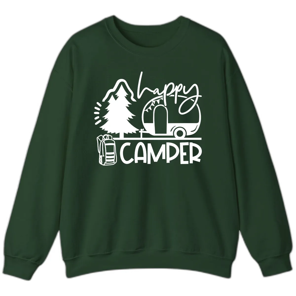 Happy Camper Adventure Sweatshirt in Forest Green