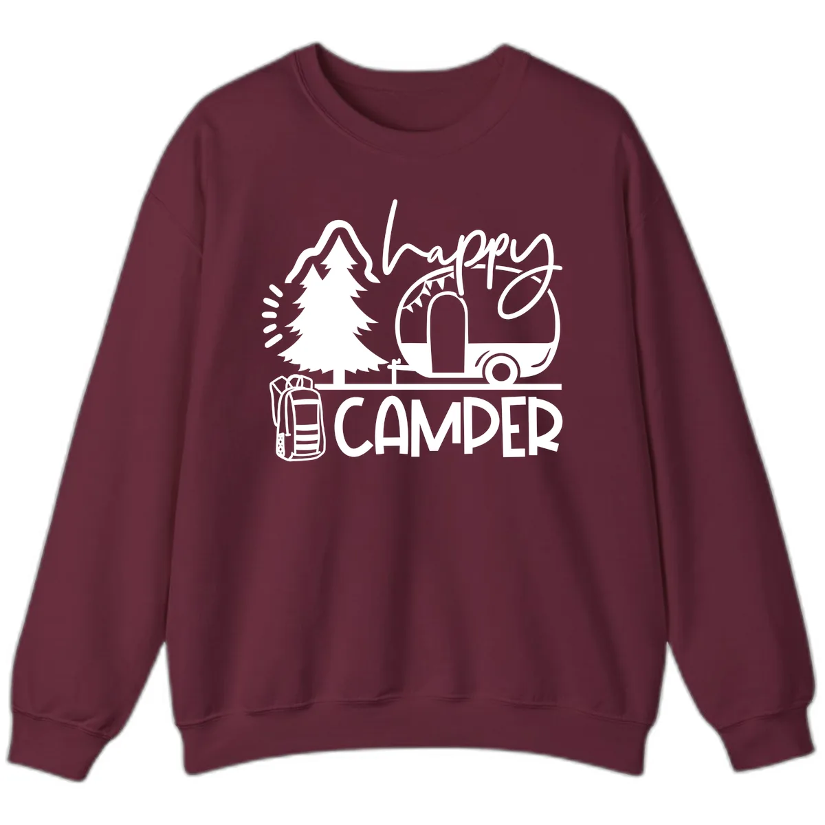 Happy Camper Adventure Sweatshirt in Maroon