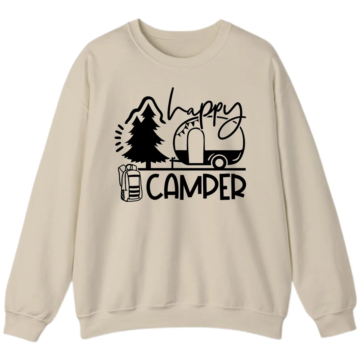 Happy Camper Adventure Sweatshirt in Sand