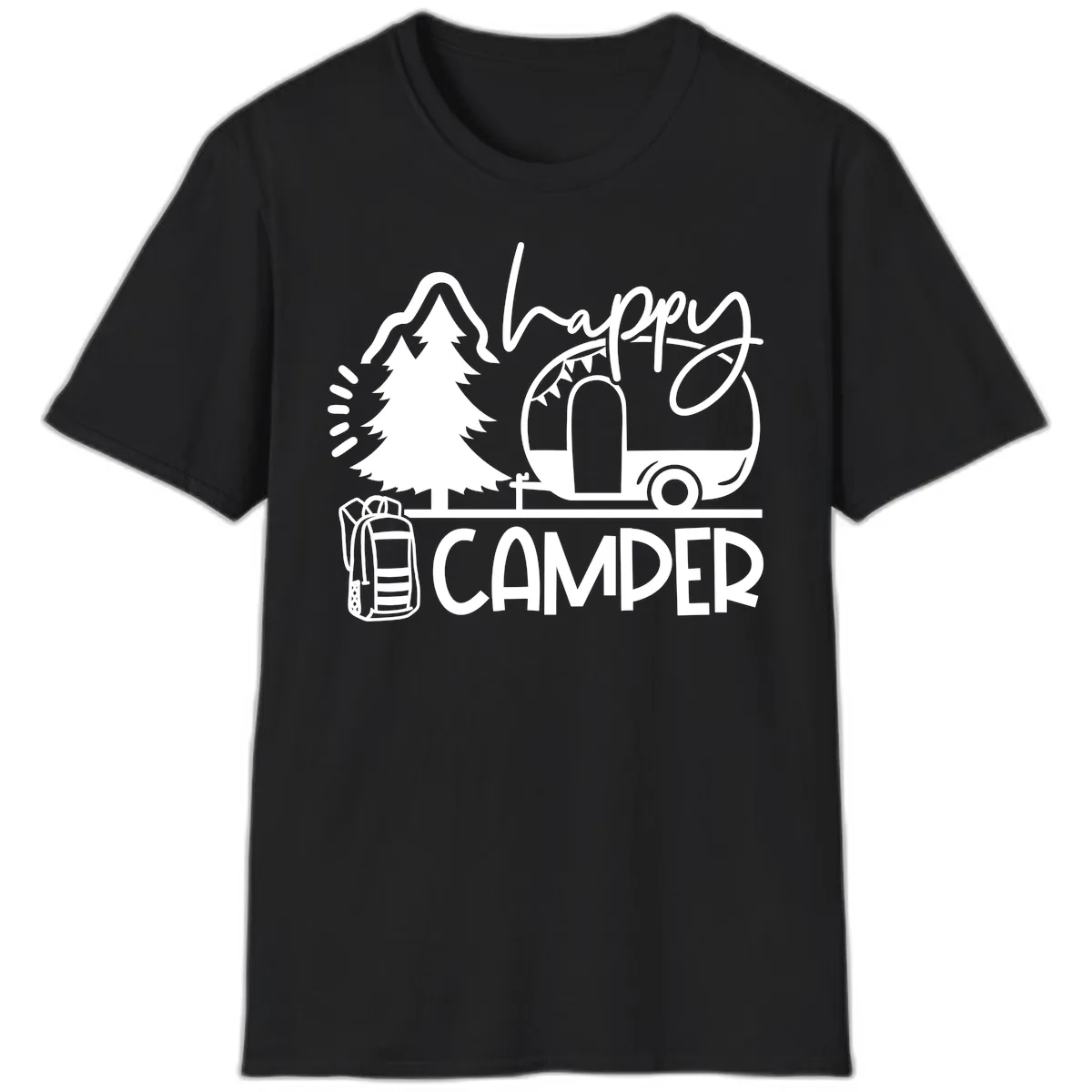 Happy Camper Adventure T-Shirt in Black