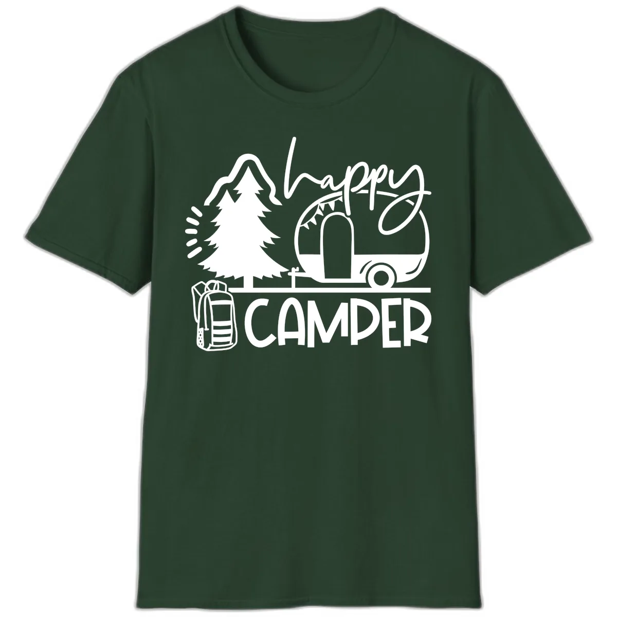 Happy Camper Adventure T-Shirt in Forest Green