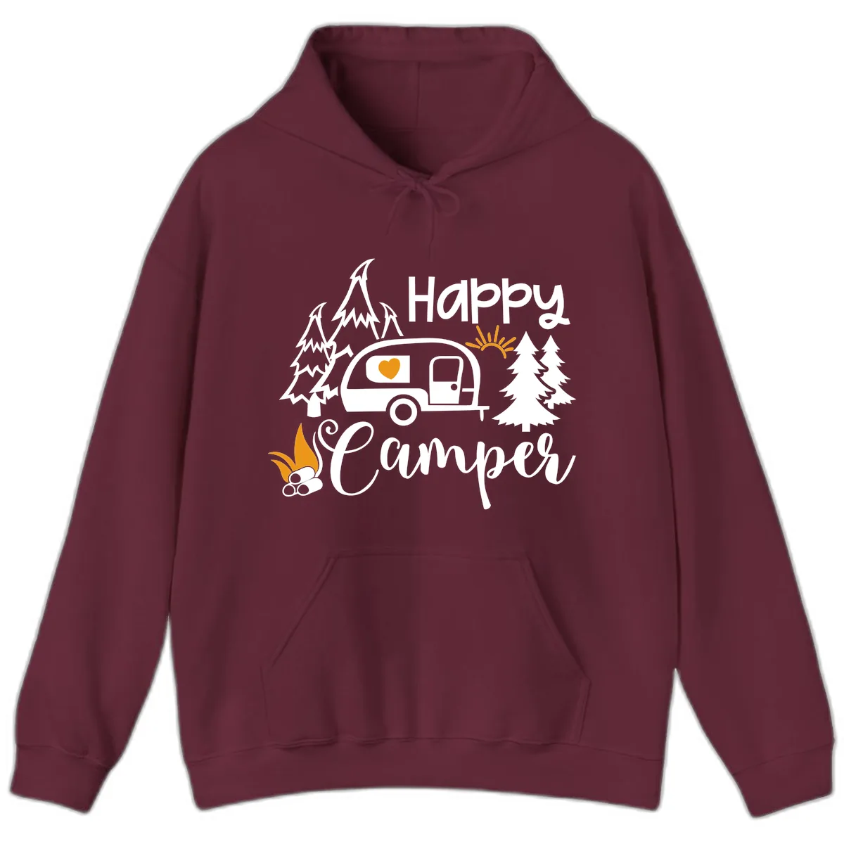 Happy Camper Trailer Life Hoodie in Maroon
