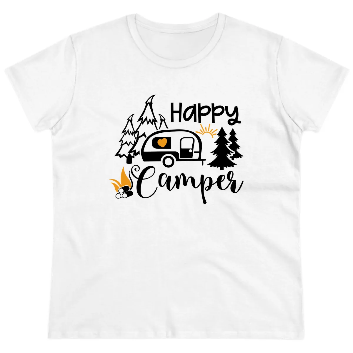 Happy Camper Trailer Life Ladies Tee in White