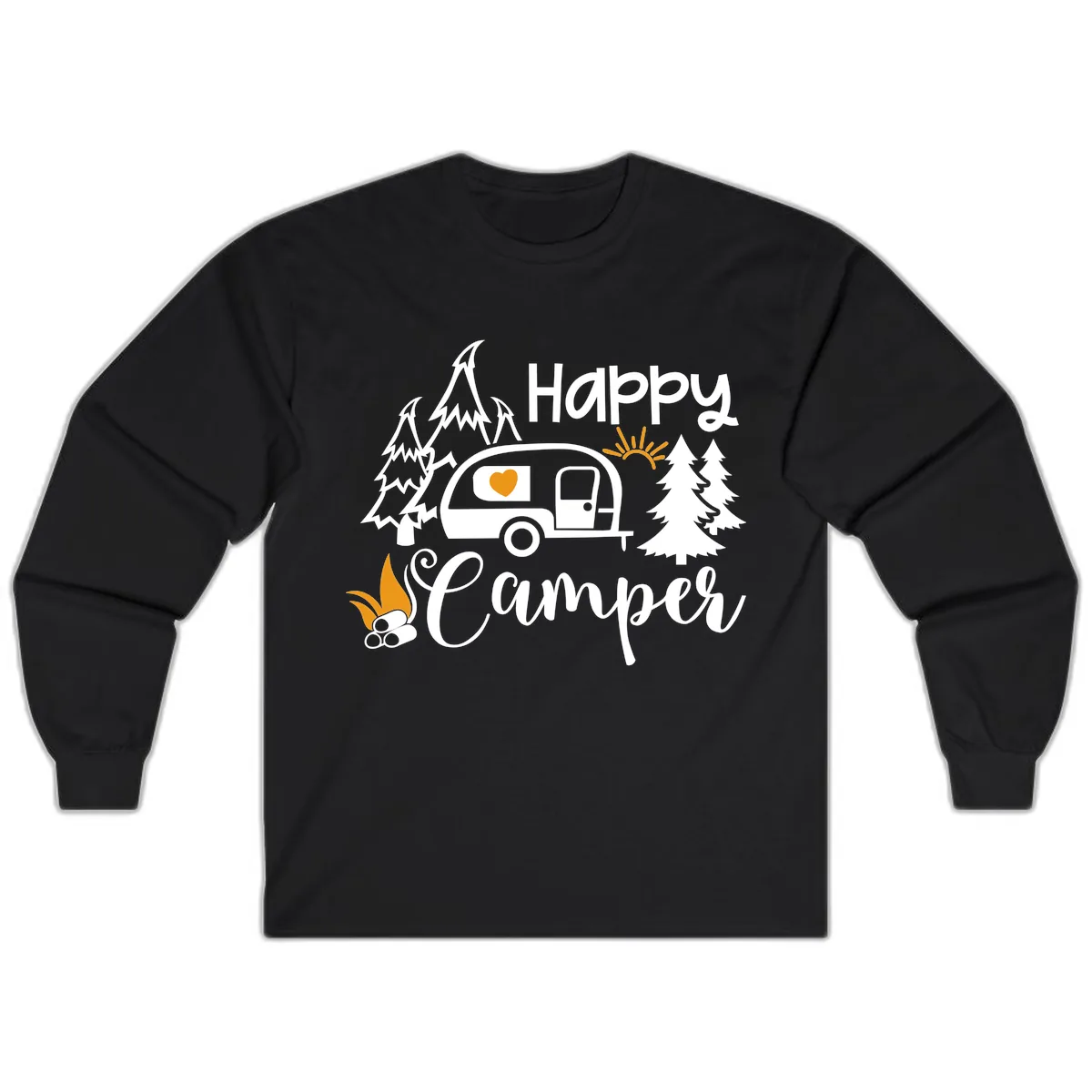 Happy Camper Trailer Life Long Sleeve in Black